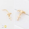 GOTHIC BAT SKULL DANGLING CROSS NOSE STUD 316L SURGICAL STEEL L-SHAPE NOSE RING